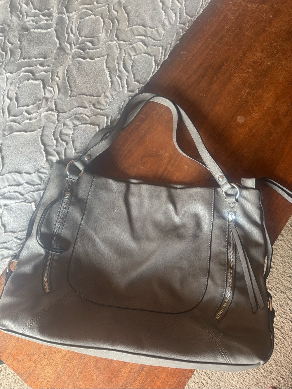 Max Studio - Grey Leather Tote Bag
